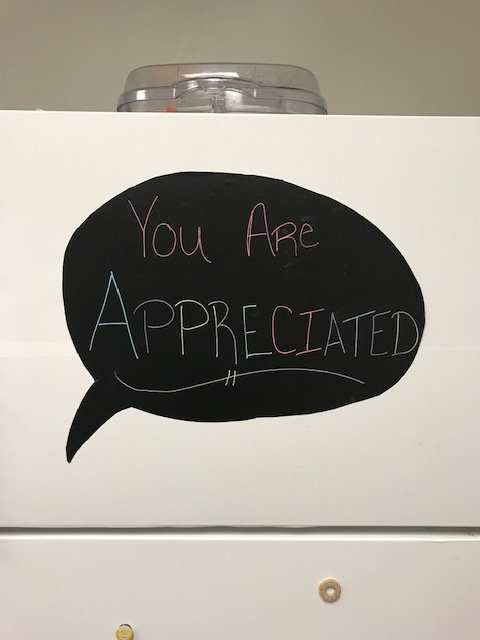 Calhoun Probation Office says "You Are Appreciated", they are celebrating Parole/ Probation Week by raffling off gifts, and have made an Employee Engagement Thermostat! Their goal is 72% and they're currently at 61%!