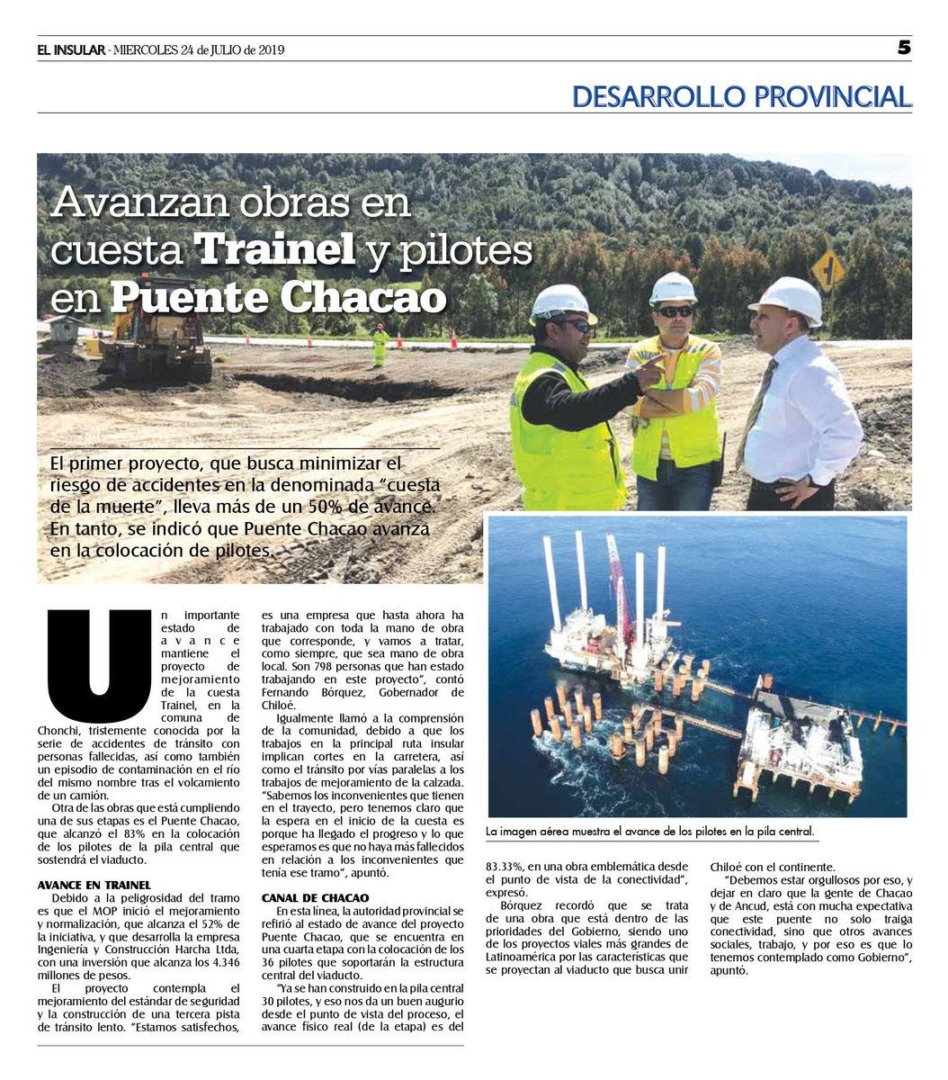 DPPChiloe's tweet photo. #PRENSA🗞️Avanzan obras en Cuesta #Trainel y pilotes en Puente #Chacao. ➡️ https://t.co/PKwlxLrvmr @ElInsular1 @Fernandoborquez @mop_chile @amorenocharme @LucasPalaciosC #Chiloé @sebastianpinera https://t.co/H2cBcegfoN