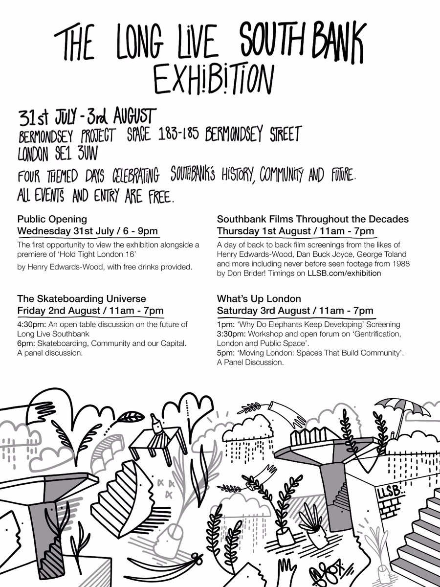 come down next Wednesday from 6pm at <a href="/bprojectspace/">Bermondsey Project Space</a> for the public opening of ‘The Long Live Southbank Exhibition’. The exhibition delves into the story of the Undercroft, from its construction to the very first appearance of skateboarding through to the present day