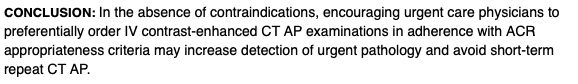 AliRaja_MD's tweet photo. Effect of #IVcontrast for #CTabdomen & #CTpelvis on detection of urgent & non-urgent pathology: can repeat CT w/in 72 hours be avoided?
C. Lamoureux MD et al
#VirtualRadiologicProfessionals
https://t.co/eFUfVWf0SR
#EmergencyRadiology https://t.co/AJiCVbZdG5