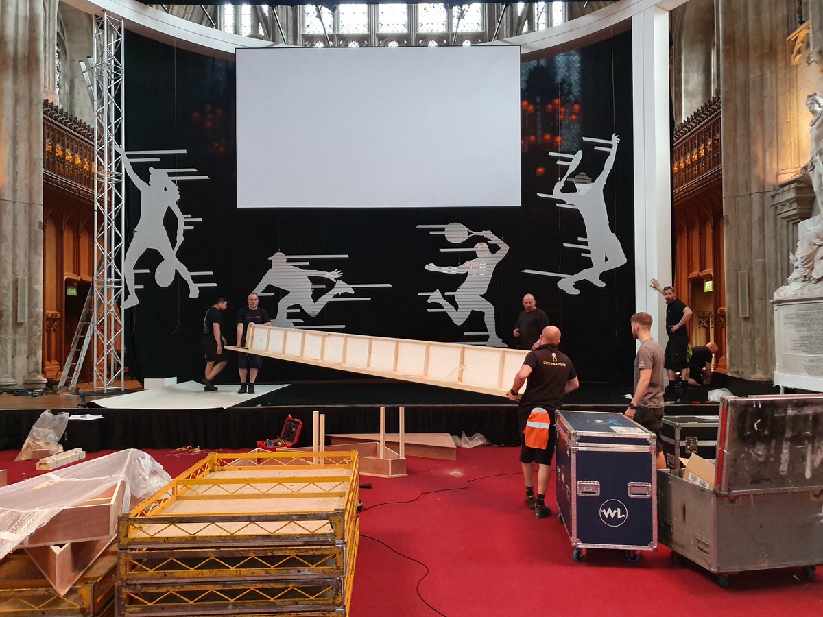 FramesLtd's tweet photo. Fantastic to be involved with building the amazing #StageSet for the @Wimbledon Champions Dinner again this year. 
#TBT #Halep #Djokovic #EventProfs #BehindTheScenes https://t.co/iNNMc53NXY