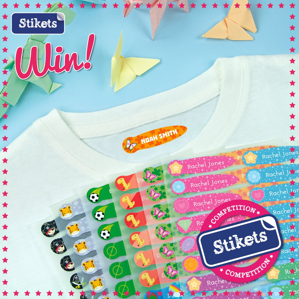 stikets_uk's tweet image. #WIN 🎉 Be in with a chance of winning an awesome set of 48 personalised iron-on labels! To enter simply RT this post &amp;amp; FOLLOW @stikets_uk 
Competition open to the UK and Ireland. Open until 30/07. Good luck! #winningwednesday #winitwednesday #competition stikets.co.uk/name-labels/cl…