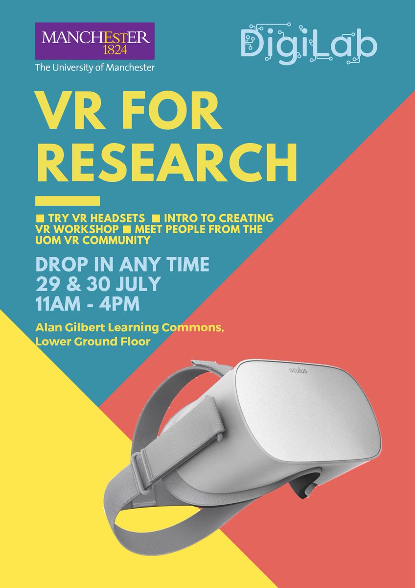UoM_vDAL's tweet photo. Looking forward to VR in Reseach event with @uomdigilab next week. Lots of demos, and can come talk to us about anything VR/AR or Research related! https://t.co/zK2Qzz6X2Q