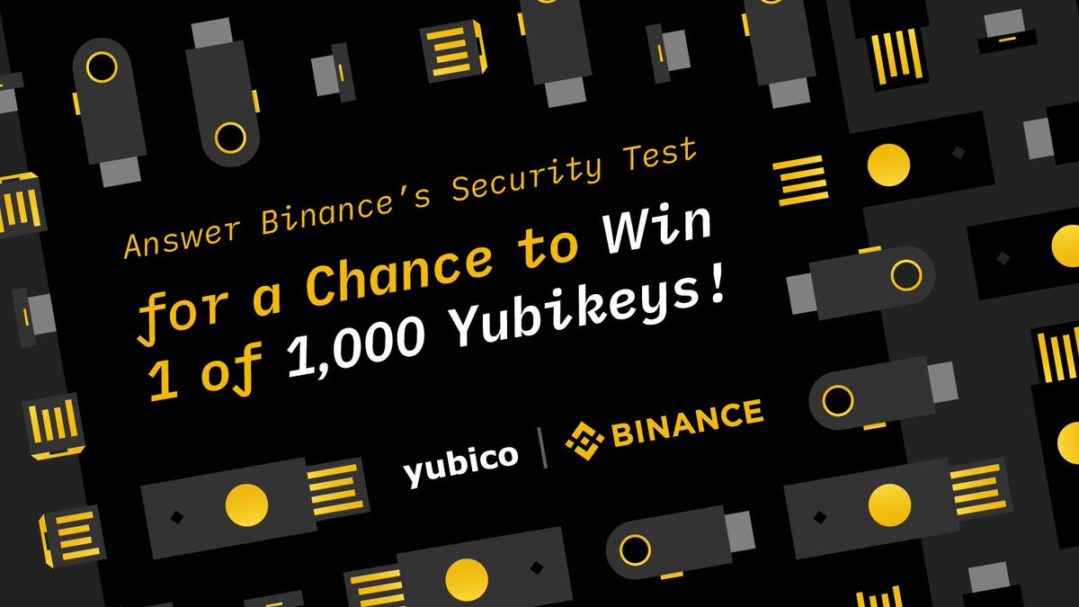 Users that had over 1 $BTC trading volume yesterday, may now take the #Binance security quiz to win a <a href="/Yubico/">Yubico | #YubiKey</a> Yubikey!👇👇

binance.com/en/promo-code-…

A total of 1,000 Yubikeys will be given out on a first-come-first-served basis. So, you better claim yours, fast!🏃‍♀️🏃‍♂️💨