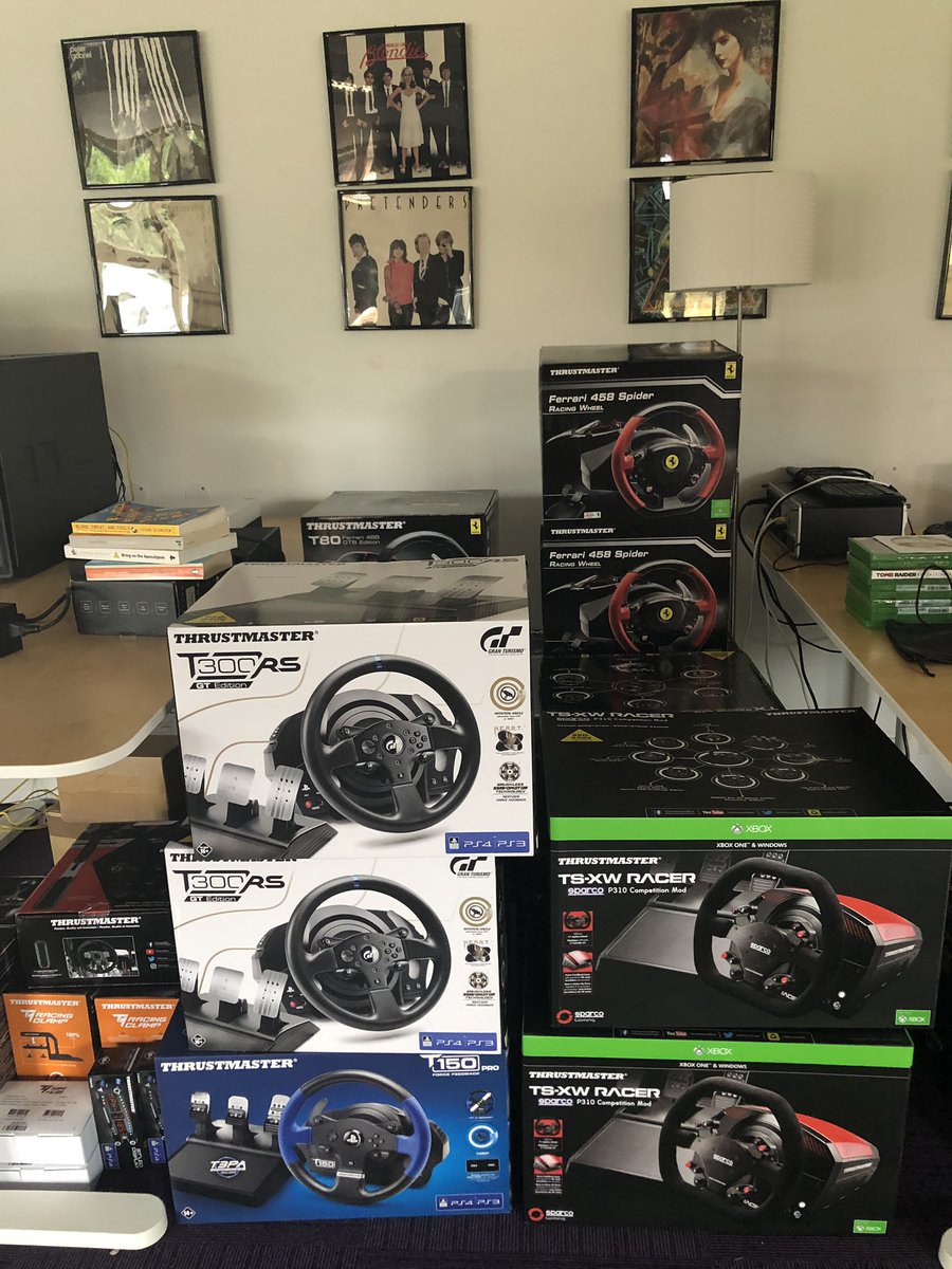 ArcadeDriving's tweet photo. Thanks to the guys @TMThrustmaster for all the kit. We are working through it! #DangerousDriving #wheelsupport #racinggames https://t.co/CrZzIkwAuz