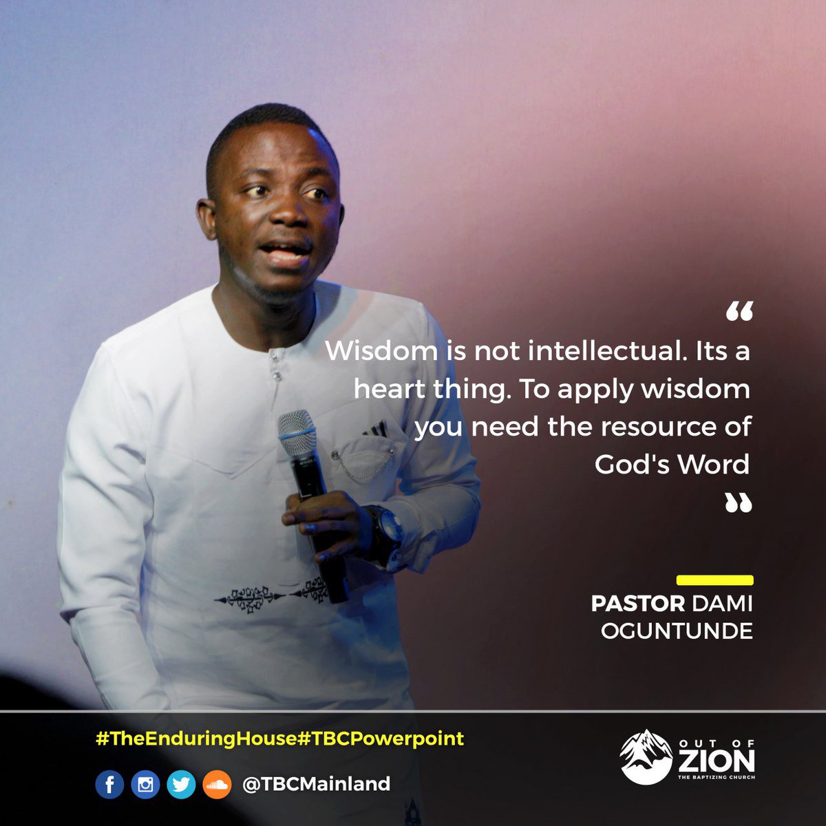TBCOutOfZion's tweet image. "Wisdom is not intellectual, it is a heart thing. To apply wisdom, you need the resource of God's Word" Pastor Dami Oguntunde

#TBCPowerPoint
#TBCService
#TheEfficacyOfTheWord