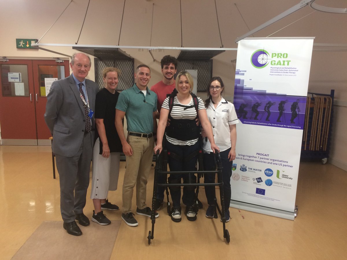 Great exoskeleton training session today for Progait study in MMUH ⁦<a href="/EksoBionics/">Ekso Bionics</a>⁩ ⁦<a href="/MaterStroke/">Mater Stroke</a>⁩ ⁦<a href="/MaterPhysio/">MMUH Physiotherapy</a>⁩ ⁦<a href="/ThePillarDublin/">The Pillar Dublin</a>⁩