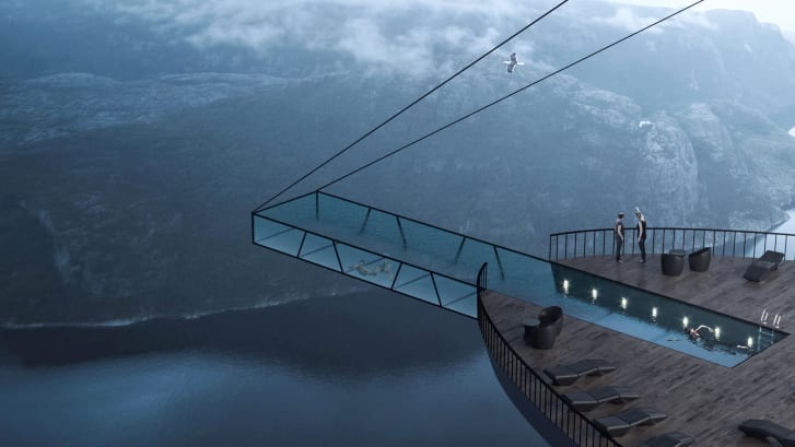 cnni's tweet photo. This proposed hotel design juts off the edge of a cliff. Would you stay? https://t.co/lWZkfOkEPc https://t.co/cE6UnpGbTJ
