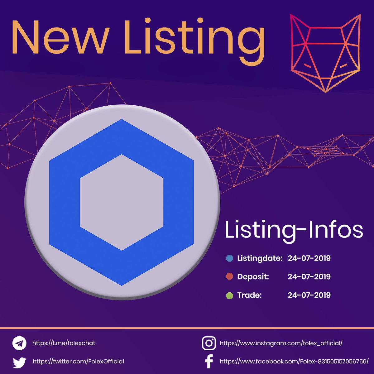 New listing on Folex.io - We happy to announce that LINK is listed from now on! Deposit is allreday open and you can immediatly start with trading!
Join our telegram t.me/folexchat - IEO start today at 1pm UTC
#link <a href="/chainlink/">Chainlink</a> #folex #newlisting #IEO