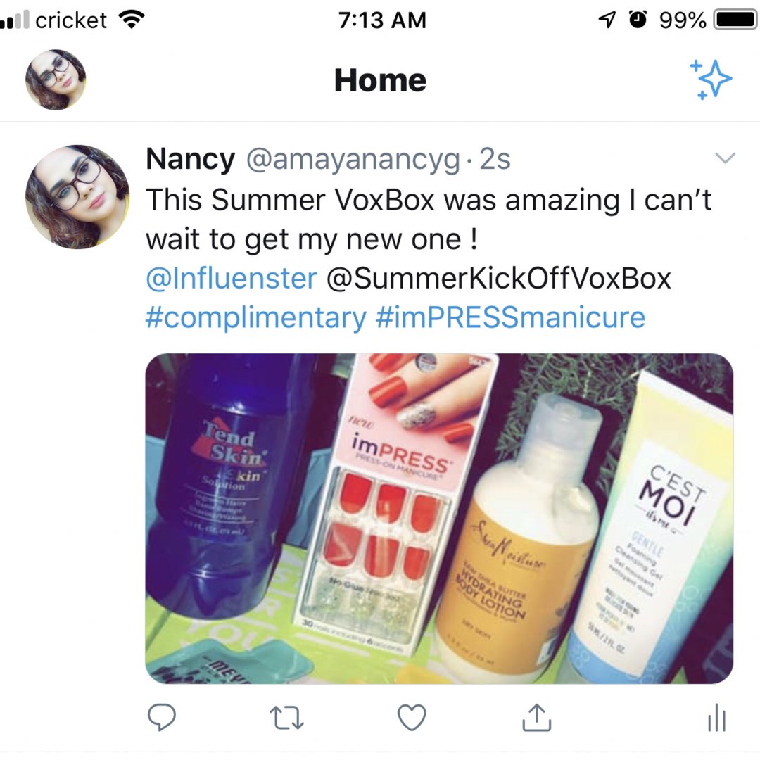 amayanancyg's tweet photo. @Influenster  @SummerKickOffVoxBox #complimentary #imPRESSmanicure https://t.co/fQrX9lXqk2