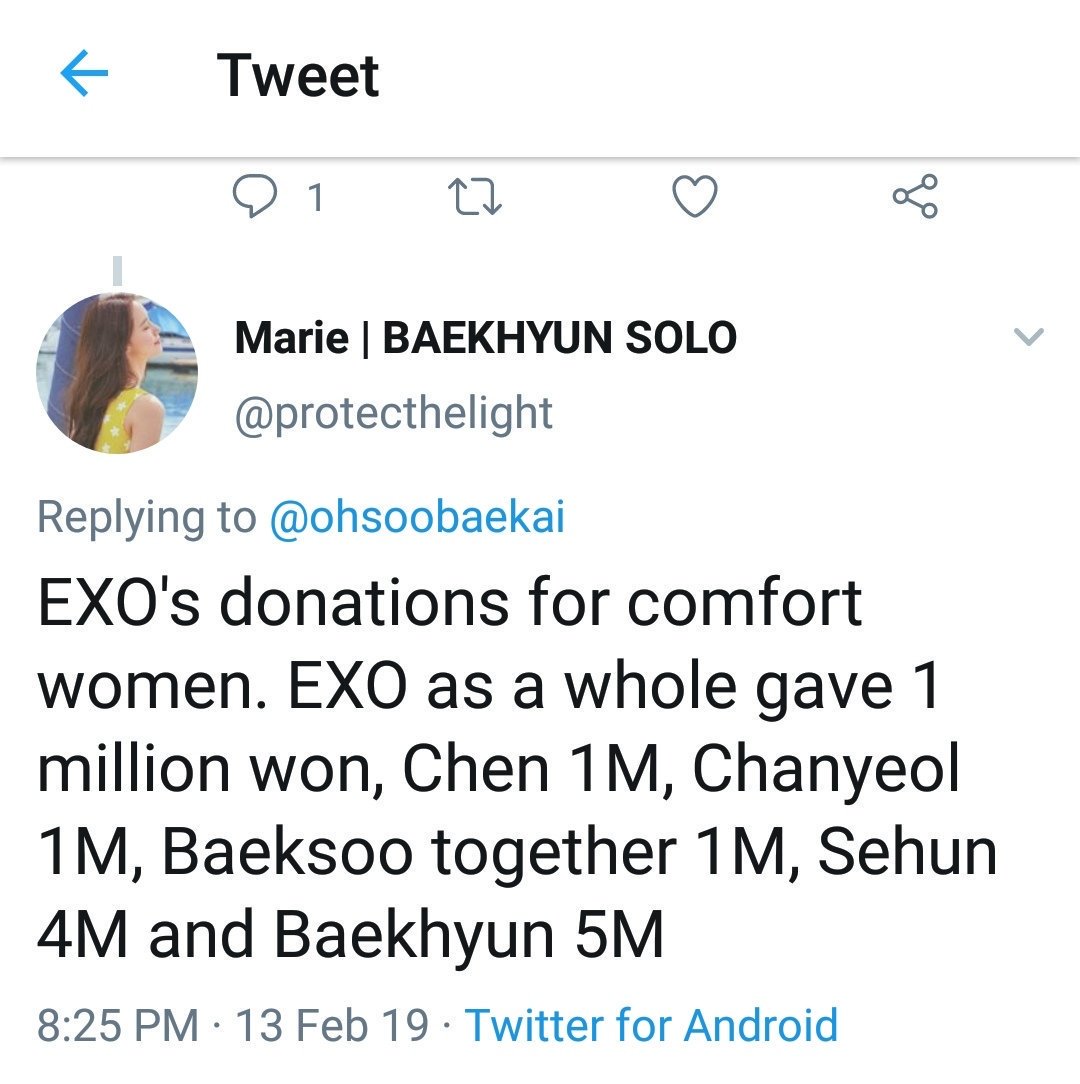 Baekhyun supporting and donating for comfort women