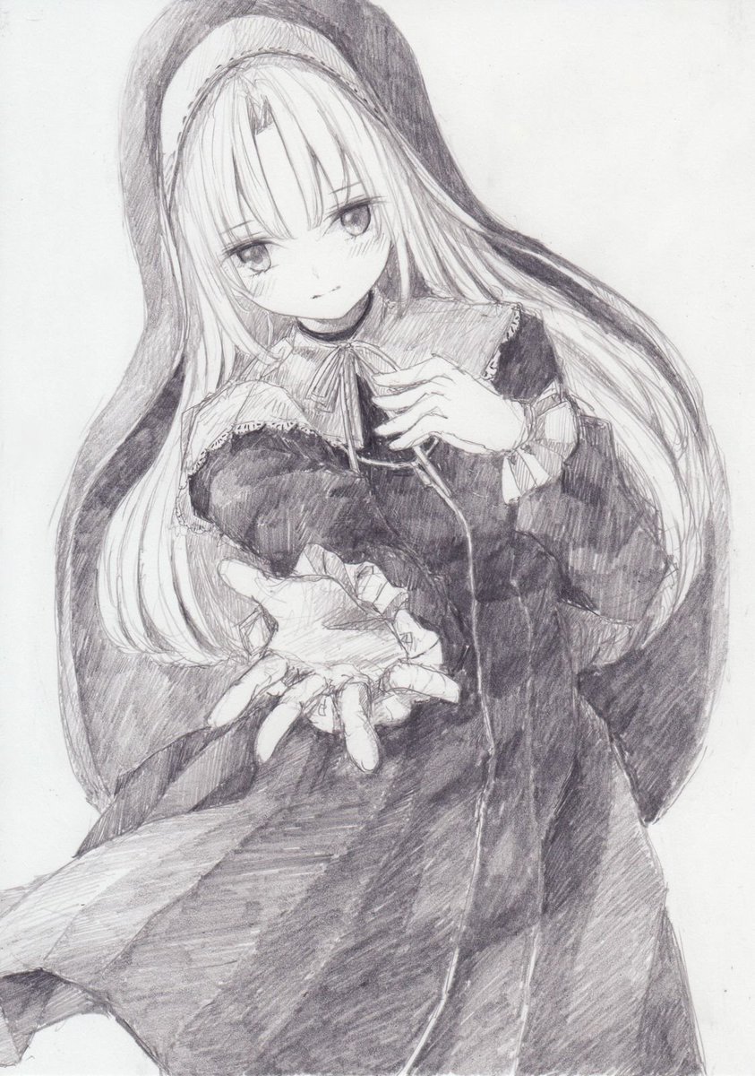 シスター・クレア ,シスター・クレア 「シャーペンで描きました。
クレアさん3Dおめでとうございます!
#描いたよクレア」|くろいうさぎのイラスト
