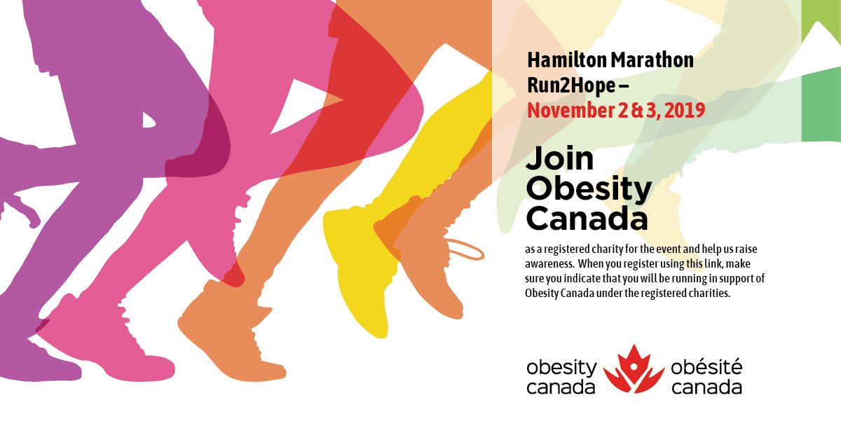 On November 2-3 2019 Hamilton Road2Hope will take place. This year you can register to run on behalf of Obesity Canada; an easy part of the registration process.
Anyone who raises a minimum of $250 will be refunded on their registration.