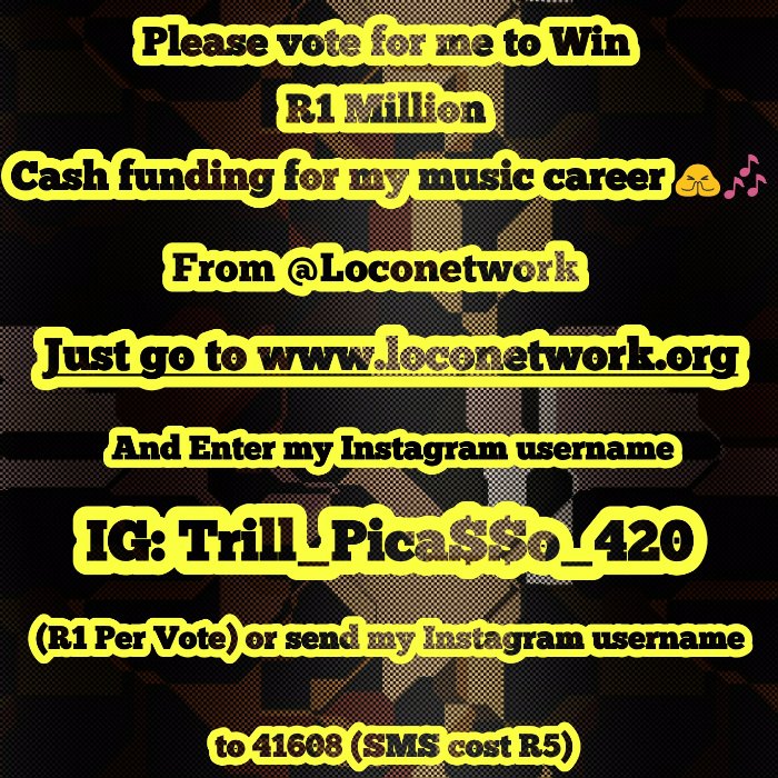 TP_SLATT4L's tweet photo. #LoconetworkChallenge #Loconetwork #GoldRoom @Loconetwork . Vote as many times as you can. The more you vote , the higher my chances of winning R1 million Cash Funding for my music career from @LoconetworkTop100
https://t.co/YqYWDl3eYh
IG: Trill_Pica$$o_420 https://t.co/EgcOfvDMuo
