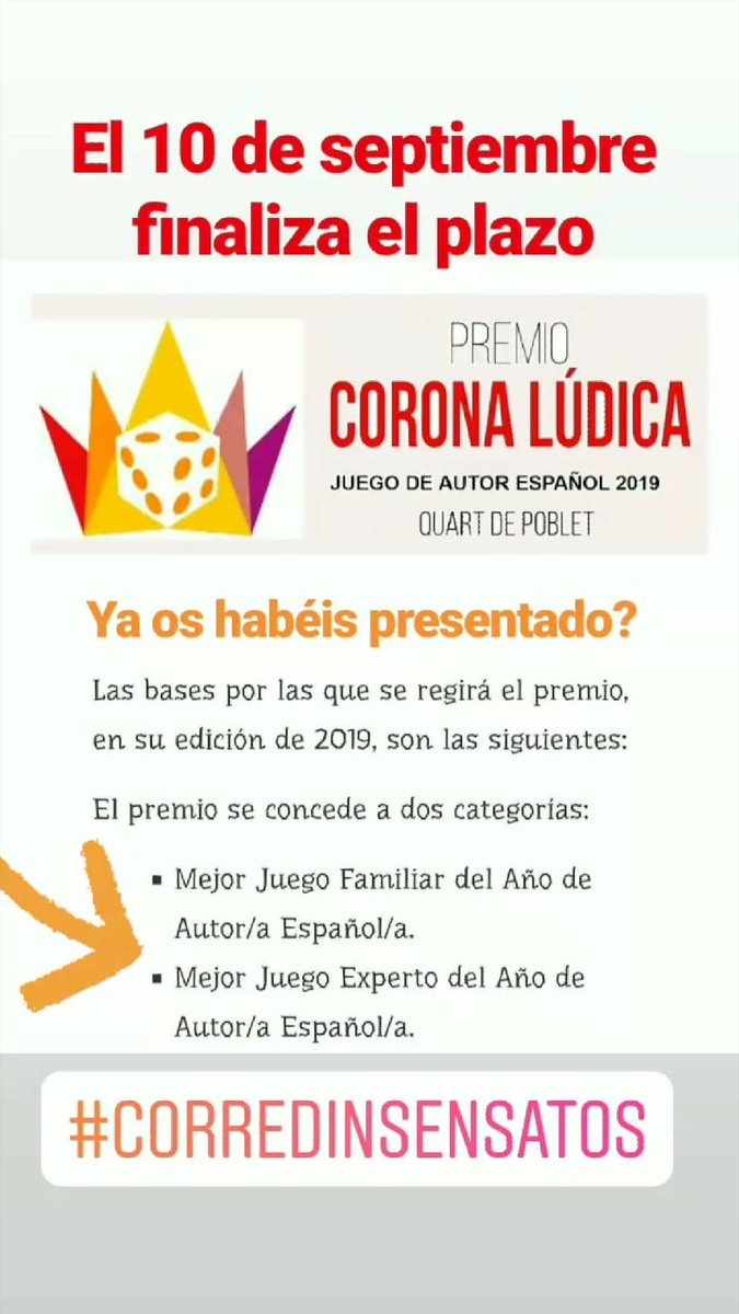 Queda muy poco pero aún estáis a tiempo #CorredInsensatos #CoronaLúdica2019 #Jesta2019