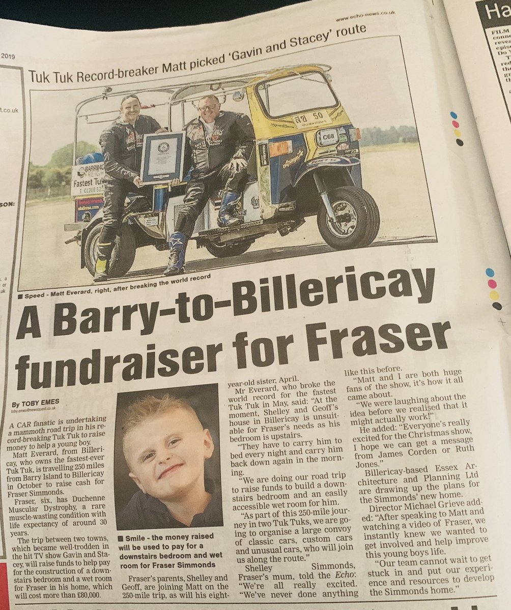 TheParentCarer's tweet photo. * 24th July 2019 - The @Essex_Echo *

We also made the local papers in Barry too! Thank you @gem_news 😎

https://t.co/yKHHJFWCIU

* MORE INFO: https://t.co/vIH2jmnrVa *

#TheBedroomBuild
#FraserAndFriends
#BarryIsland
#Billericay
#Duchenne  
#DMD 
#Disability
@Fastest_Tuk_Tuk https://t.co/lwtTd0pi9m