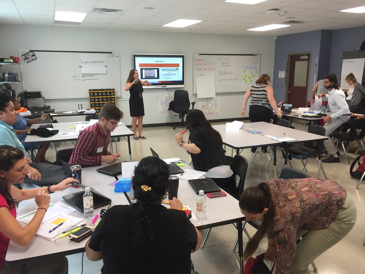 KKnappins's tweet photo. New science teachers taking part in an active learning strategy: A-E-I-O-U #ocpsinduction @rebeccaray_ocps https://t.co/3NFNkEBAgq