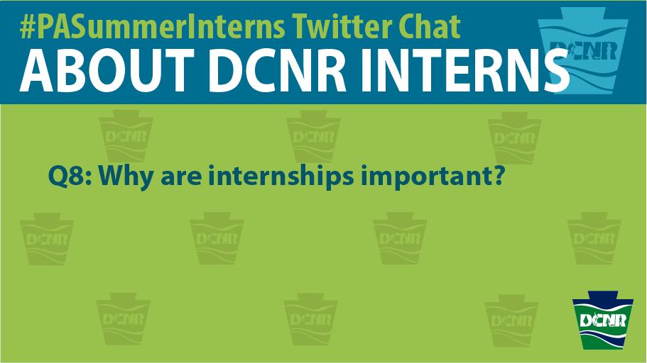 DCNRnews's tweet image. A8: They provide students with experience in their area of interest/major to determine if they are in the right field, and also given them experience to make them more marketable to potential employers. Internships can also lead to permanent jobs! #PASummerInterns