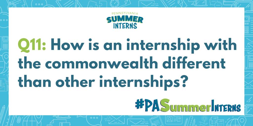 PALaborIndustry's tweet image. Q11: How is an internship with the commonwealth different than other internships? #PASummerInterns #NationalInternDay