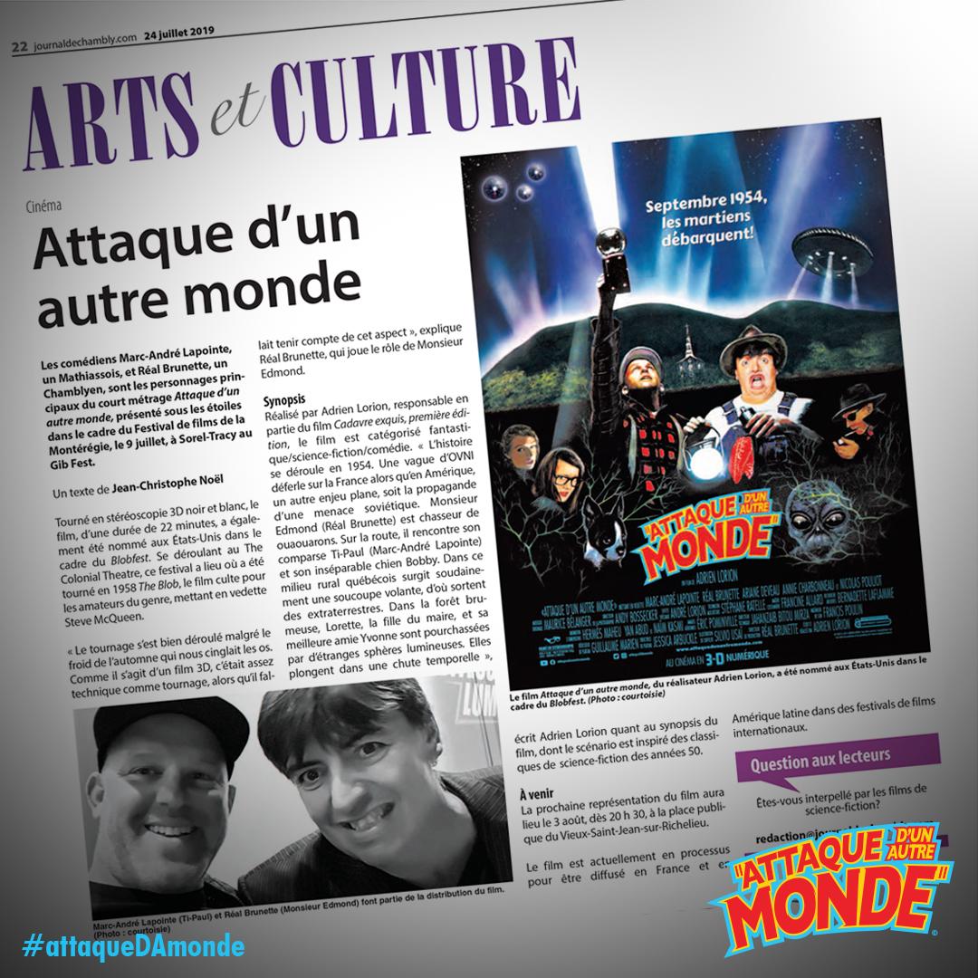 attackFAworld's tweet photo. ⚜ # QUÉBEC - 📰@JournalChambly : The actors Marc-André Lapointe, a Mathiassois, and Réal Brunette, a Chamblyen, are the main characters of the short film @attackFAworld, presented under the stars as part of the Festival de Films de la Montérégie... https://t.co/S8xMUnP9WX https://t.co/ctYTiFcCNq