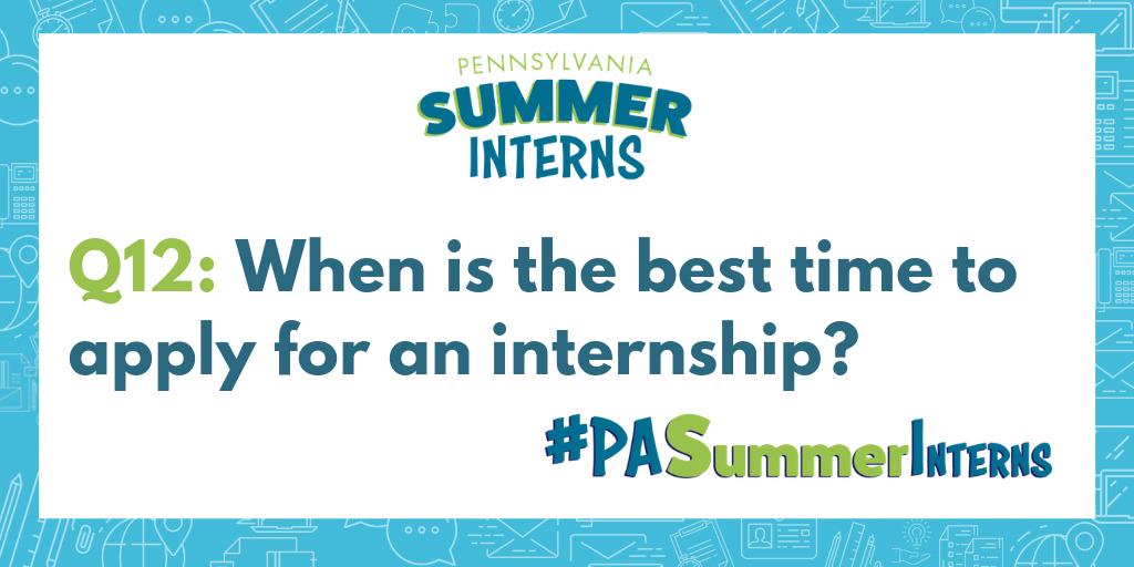PALaborIndustry's tweet image. Q12: When is the best time to apply for an internship? #PASummerInterns #NationalInternDay