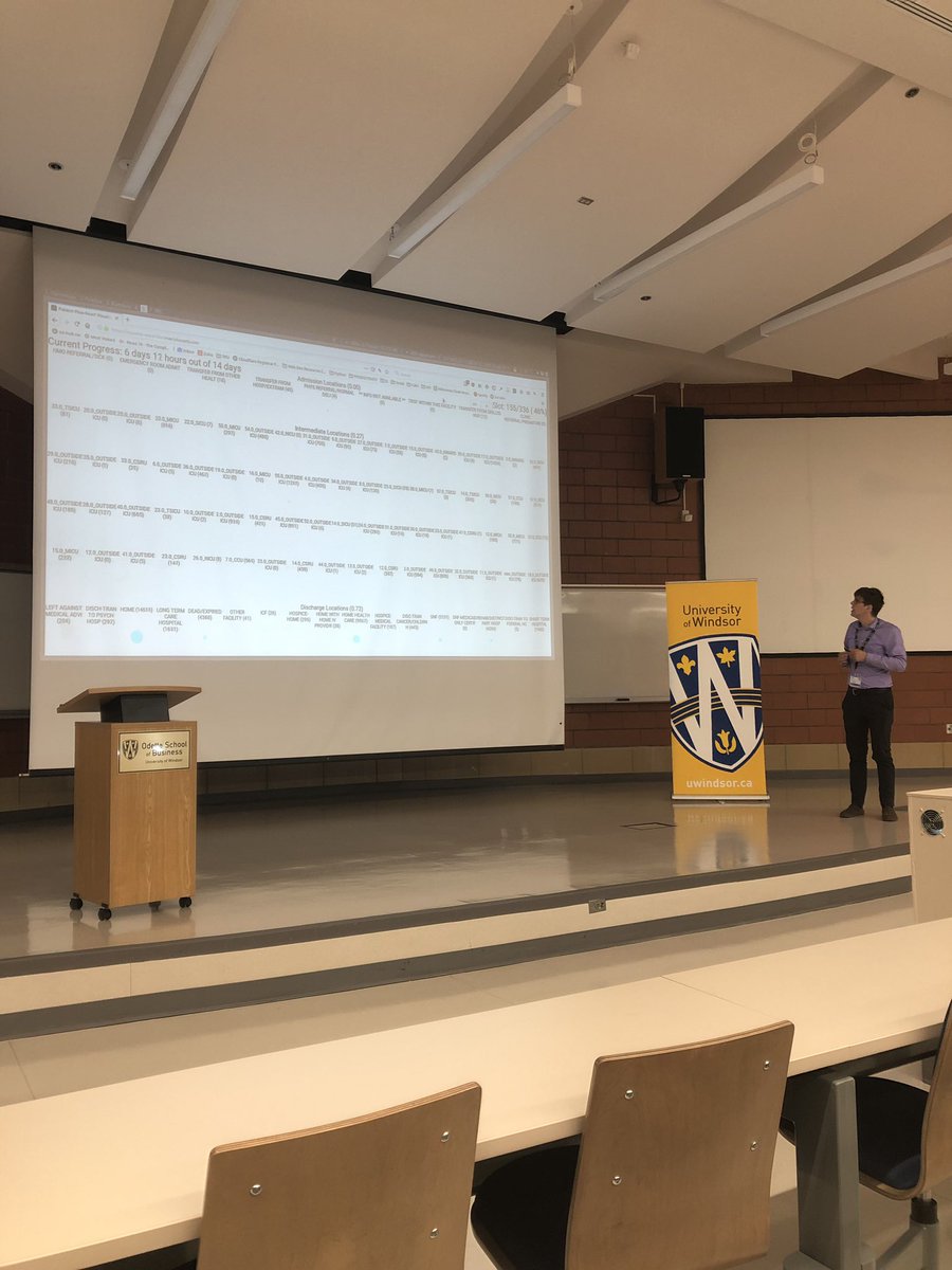 Wow! <a href="/marcolussetti/">Marco Lussetti</a> all the way from <a href="/thompsonriversu/">Thompson Rivers University</a> on “Modeling Patient Flow Among Hospital Wards Using Non-Diagnostic Data” on the main-stage @cucsc2019!