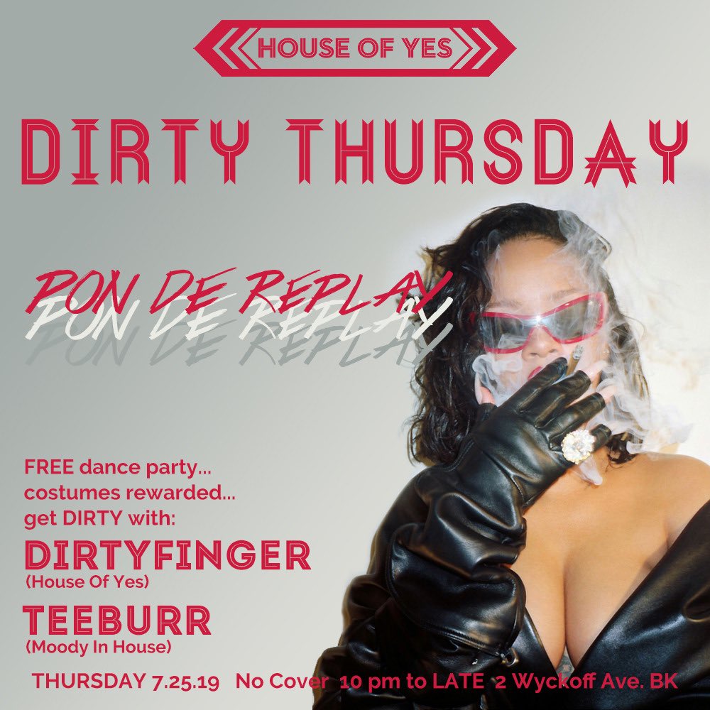 Tonight I’m at <a href="/houseofyesnyc/">House of Yes</a> W/ <a href="/DIRTYFINGER/">Conrad DIRTYFINGER</a> Dropping heavy RiRi tunes