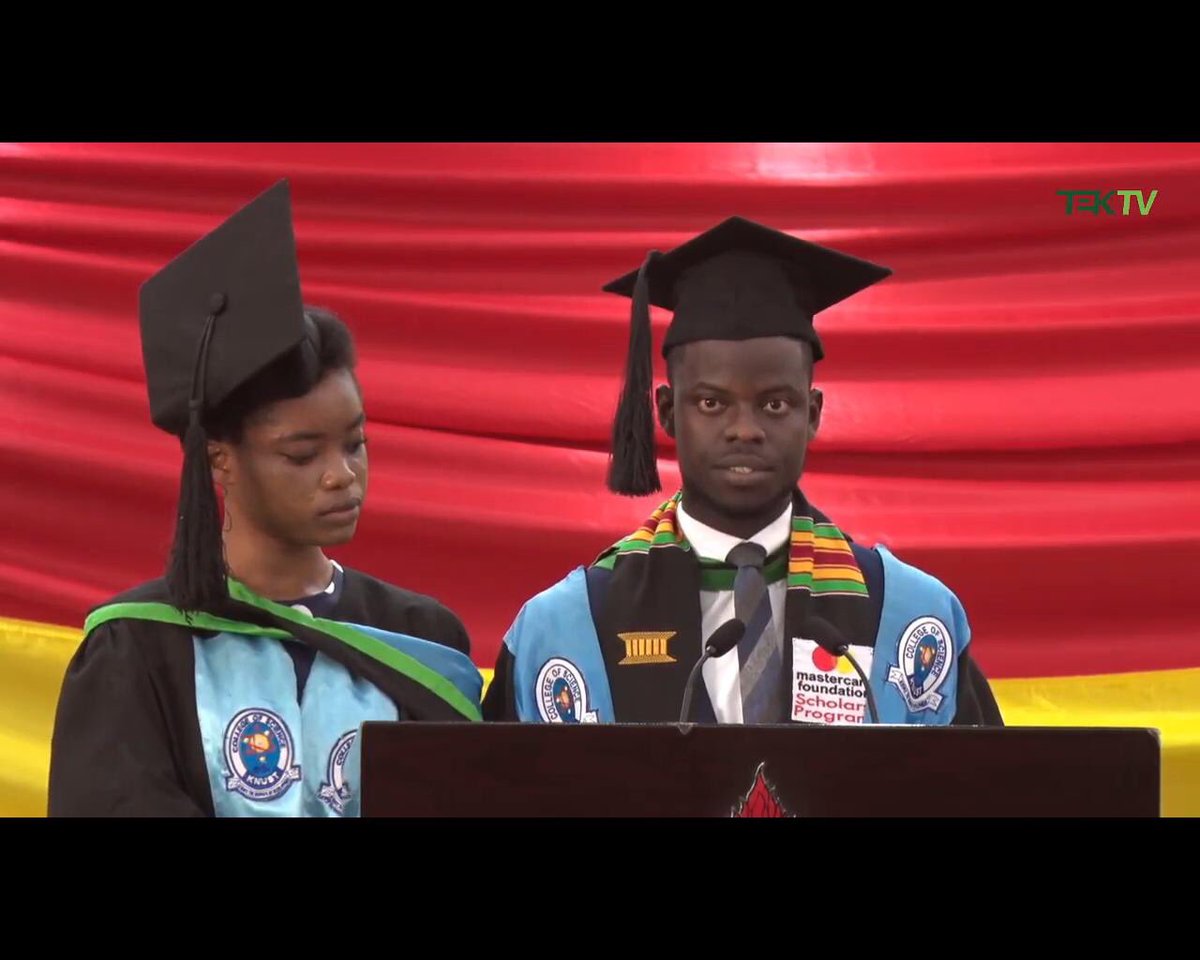watsuptek's tweet photo. Congratulations to the two best graduating students in the College of Science.

Master Edwin Amponsah CWA: 85.82
Ms. Priscilla Ama Yenzimy CWA: 78.90

#watsuptek
#KNUSTGraduation https://t.co/tLJKyOEUtm