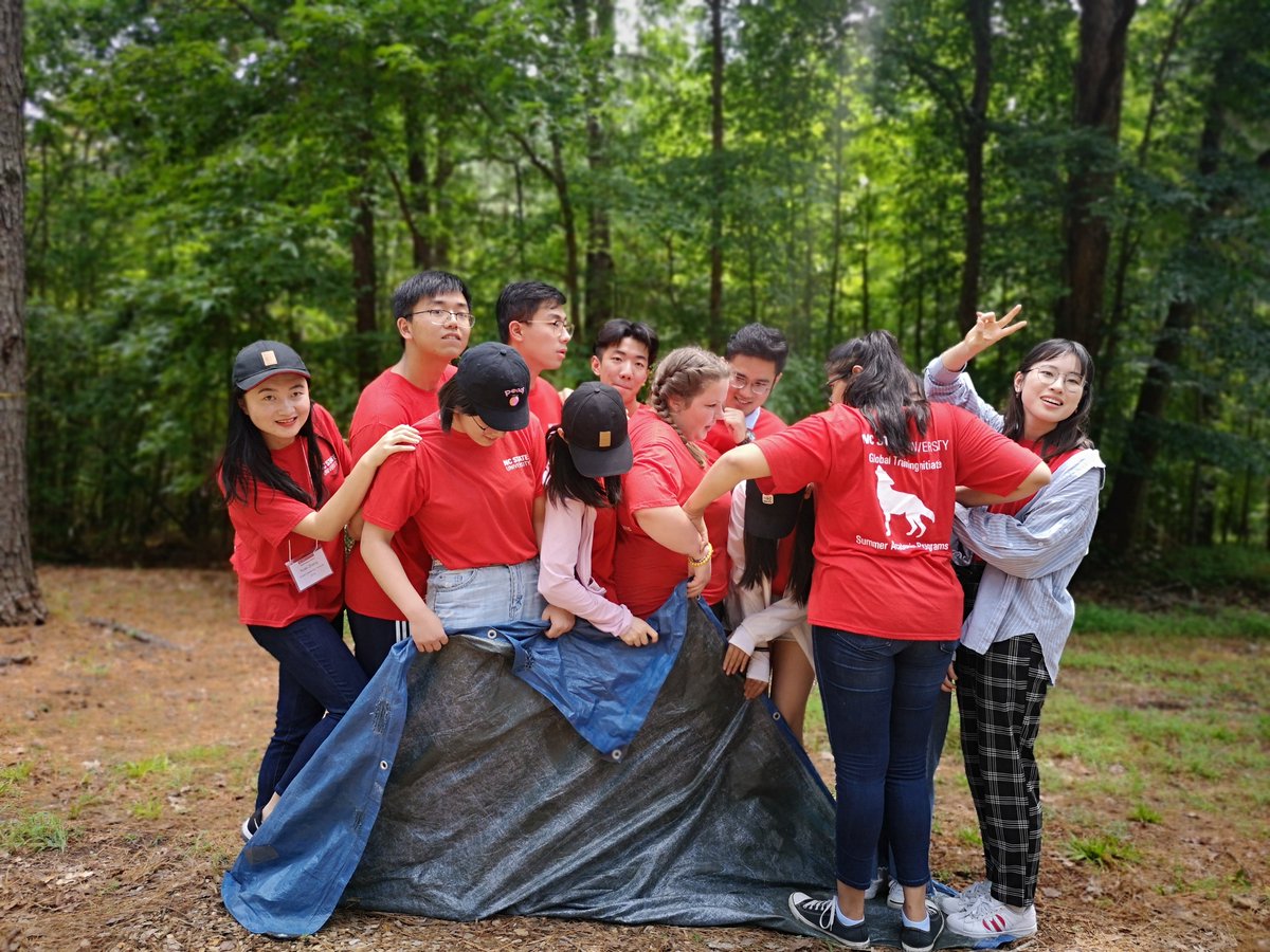 NCStateGTI's tweet photo. Exciting team building activities at the NCSU Ropes Course. Yay team work!! #GlobalLeadershipInstitute2019!   @ZJU_China @NCState https://t.co/7mbWEOzjzp