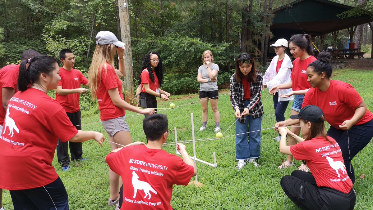 NCStateGTI's tweet photo. Exciting team building activities at the NCSU Ropes Course. Yay team work!! #GlobalLeadershipInstitute2019!   @ZJU_China @NCState https://t.co/7mbWEOzjzp