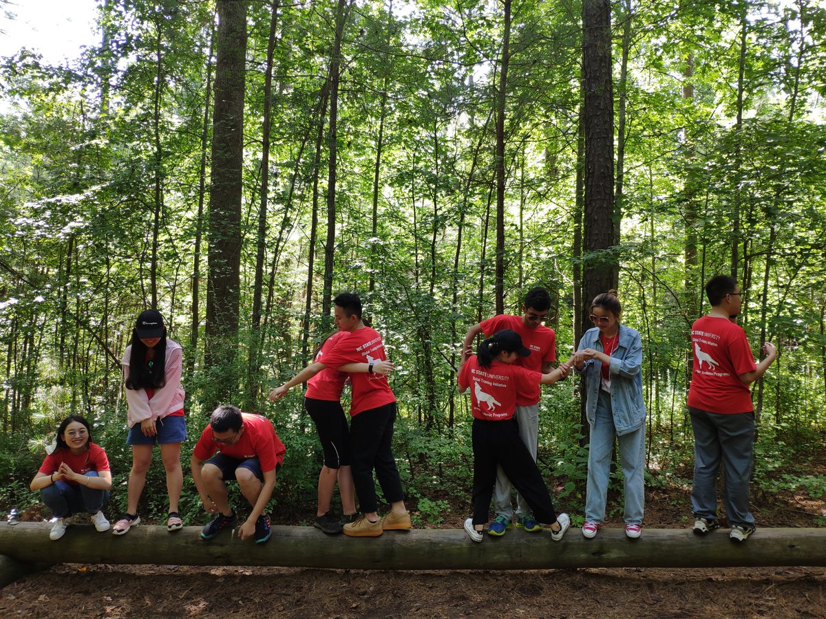 NCStateGTI's tweet photo. Exciting team building activities at the NCSU Ropes Course. Yay team work!! #GlobalLeadershipInstitute2019!   @ZJU_China @NCState https://t.co/7mbWEOzjzp
