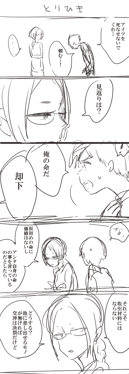 【オリキャラ】謎の決意表明とガチ取引。ヒロは人生で2回死にかけるんですが、これは2回目の方でほぼ死んでます(笑)。友達に天上人がいてよかった。 