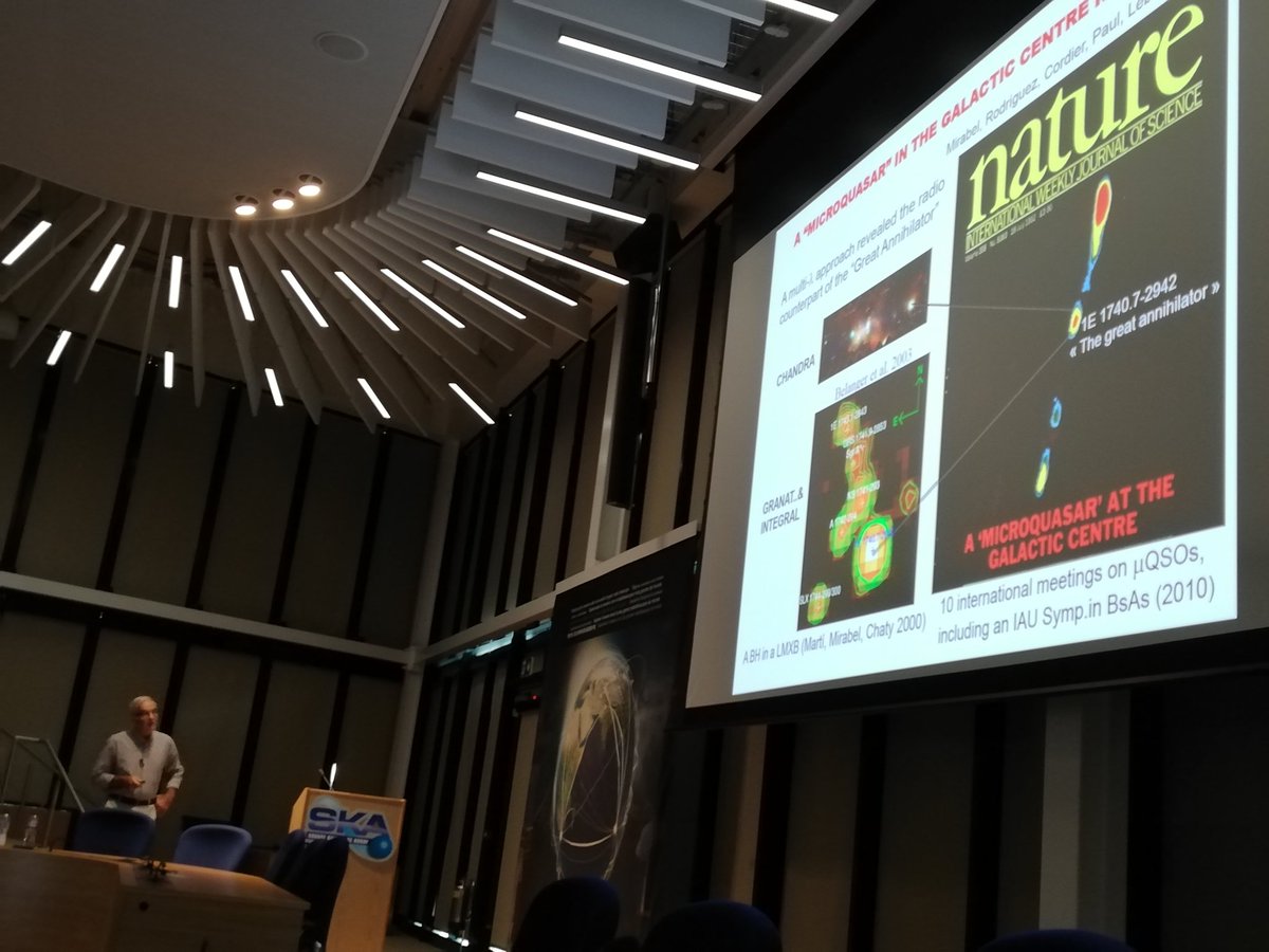 astrojets100's tweet photo. Ralph Spencer and Felix Mirabel talking about the history and future of microquasar jets #astrojets100 https://t.co/AApNmMdOez
