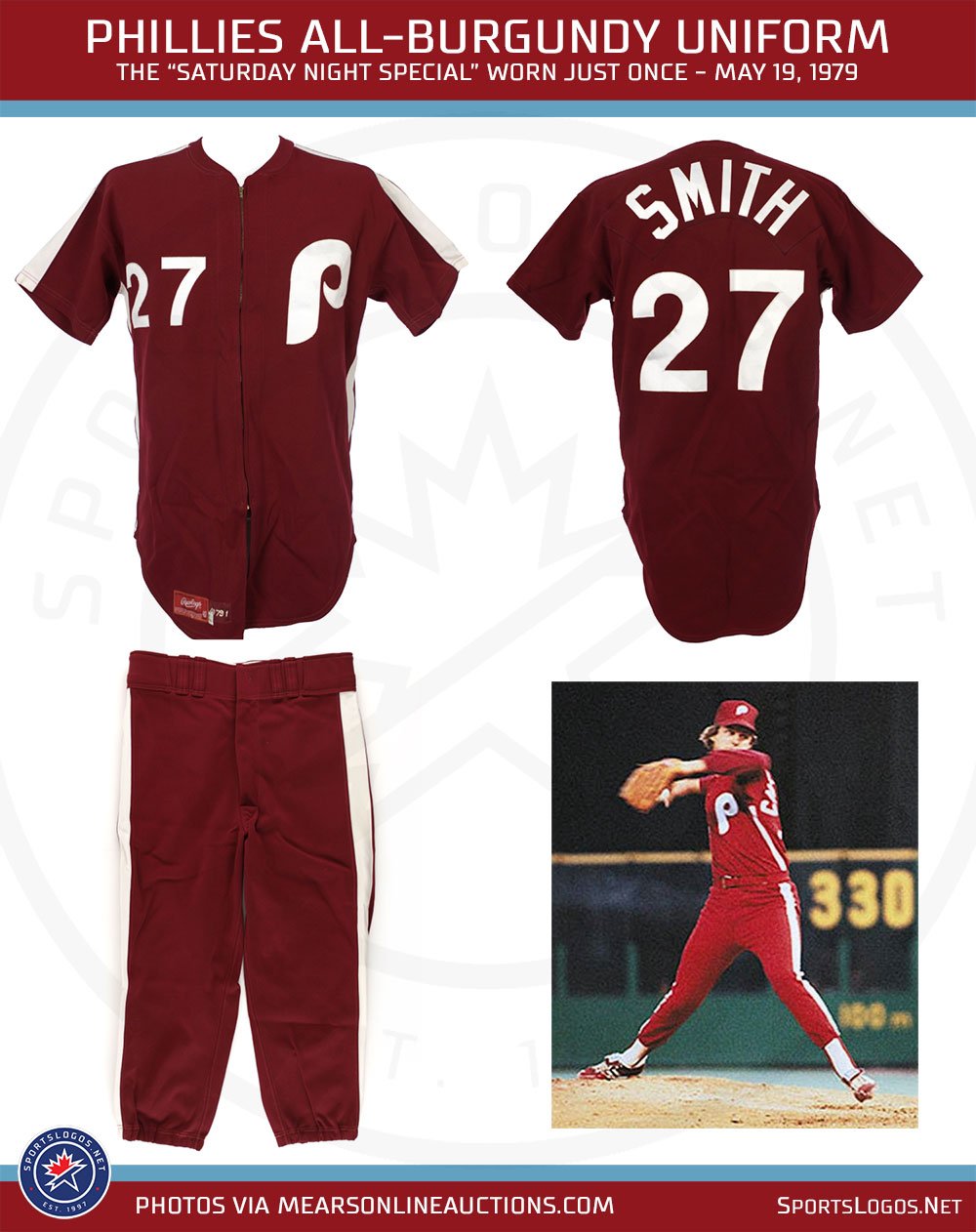 Chris Creamer  SportsLogos.Net on X: The 1979 #Phillies all-burgundy  uniform was worn just once before the players decided they'd never wear  them ever again so here we go again 40 years