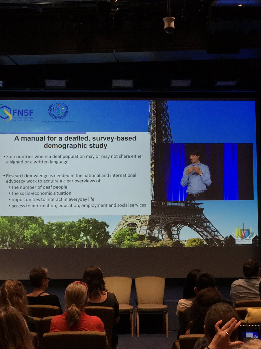 Great presentation on demographic profiling of the local deaf community in Albania <a href="/WFD2019/">WFD 2019</a> with Florian Rojba and Dr Paivi Raine