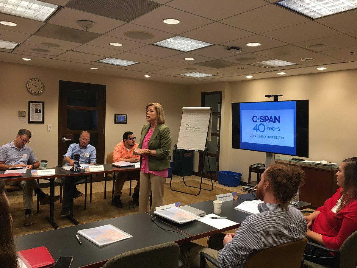 CSPANClassroom's tweet photo. High School Educators get the opportunity to hear from founder Brian Lamb and Co-CEO @cspanSusan about C-SPAN’s history and mission #cspanedconf https://t.co/okJNZPUc1j