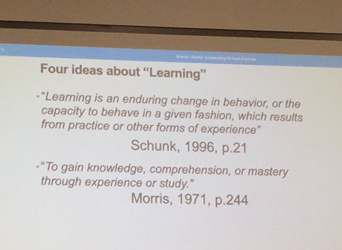 sdublin1's tweet photo. What is LEARNING? ...an enduring change... @GOCSDMO #GOCSDMO https://t.co/xaNiew9TNt
