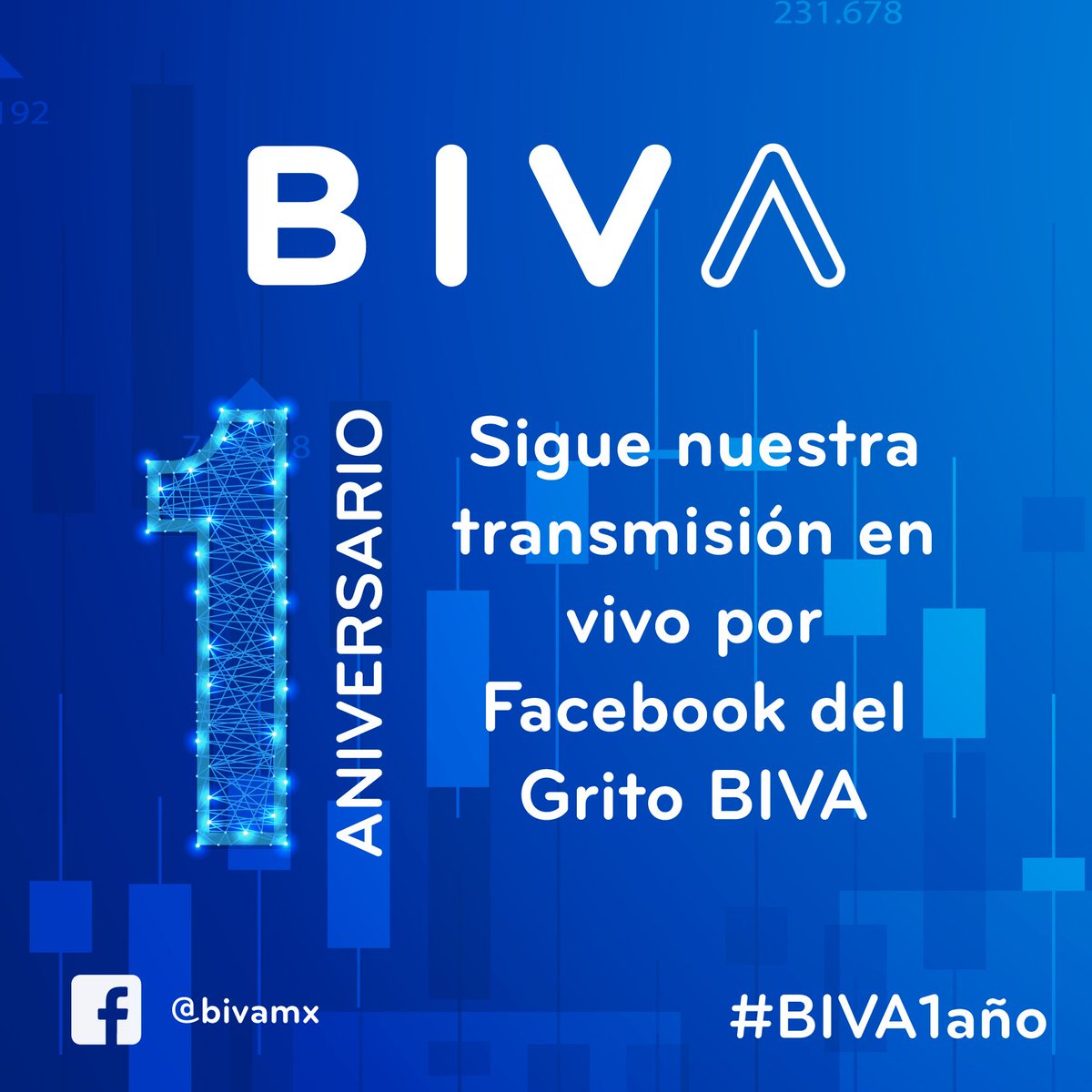 BIVAMX's tweet photo. Te invitamos a unirte al #GritoBIVA que daremos por la celebración de nuestro primer aniversario. ¡Sigue la transmisión por nuestro facebook a las 12:00 pm! #BIVA1año https://t.co/ZMTZEJ5NZH