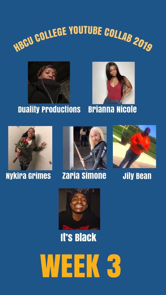 its__jerry's tweet photo. โผ๏ธ ATTENTION #HBCU23 โผ๏ธ
Introducing the HBCU COLLEGE YOUTUBE COLLAB! Your favorite YouTubers have teamed up to bring to you a month FULL of all things COLLEGE. Check it out only on YouTube August 1 - August 20. #HCYC2019 https://t.co/bGKoPOT2Qu