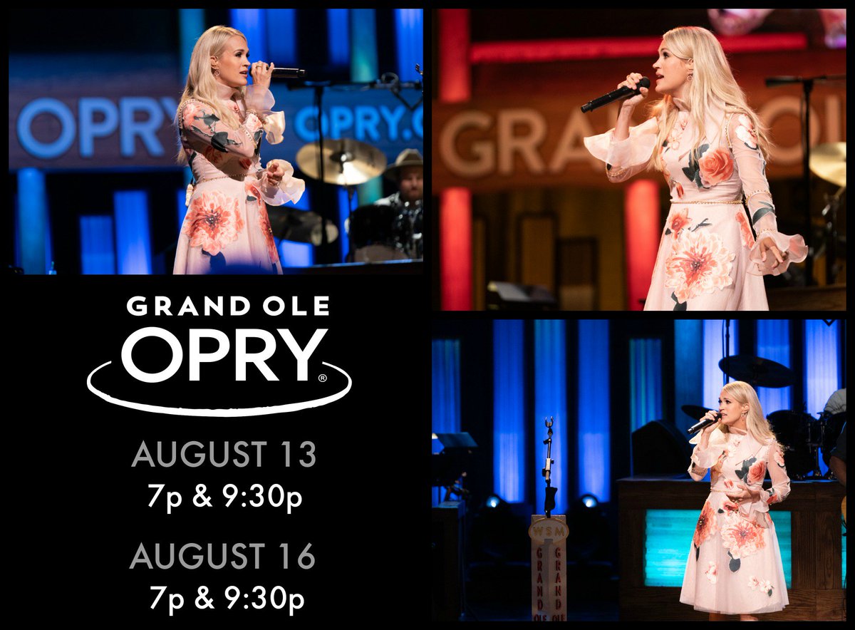 carrieunderwood's tweet photo. #TBT to all the fun we had this past weekend at the @Opry! Let’s do it again August 13 and August 16!!! 🎤 https://t.co/esmgX2s1lA