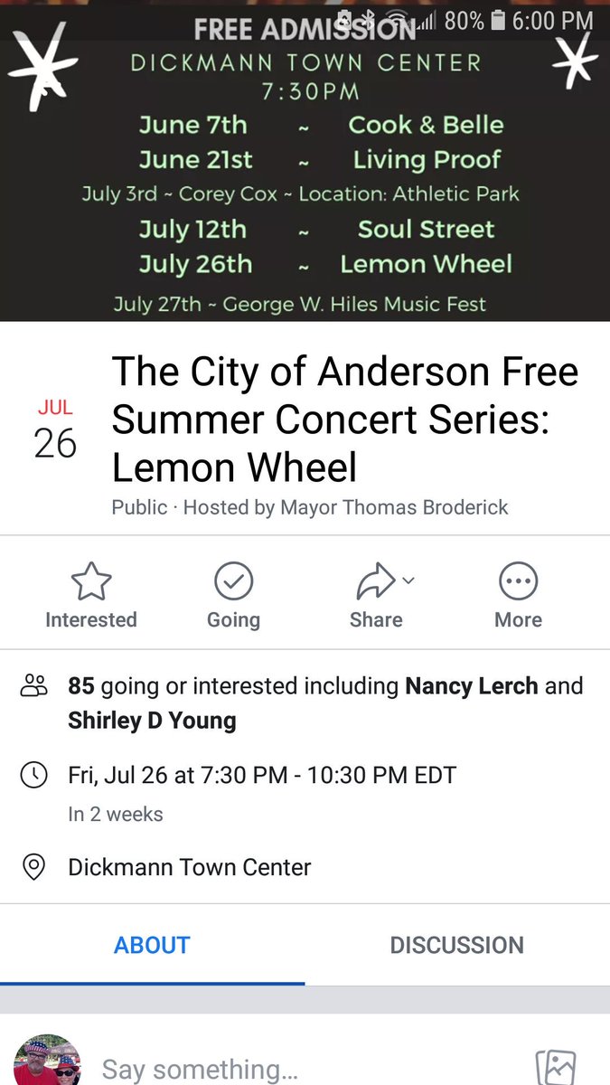 LemonWheelBand's tweet image. Looking forward to seeing you in Anderson this Friday!!🎶❤🍋 @lemonwheelband
@cityofanderson
