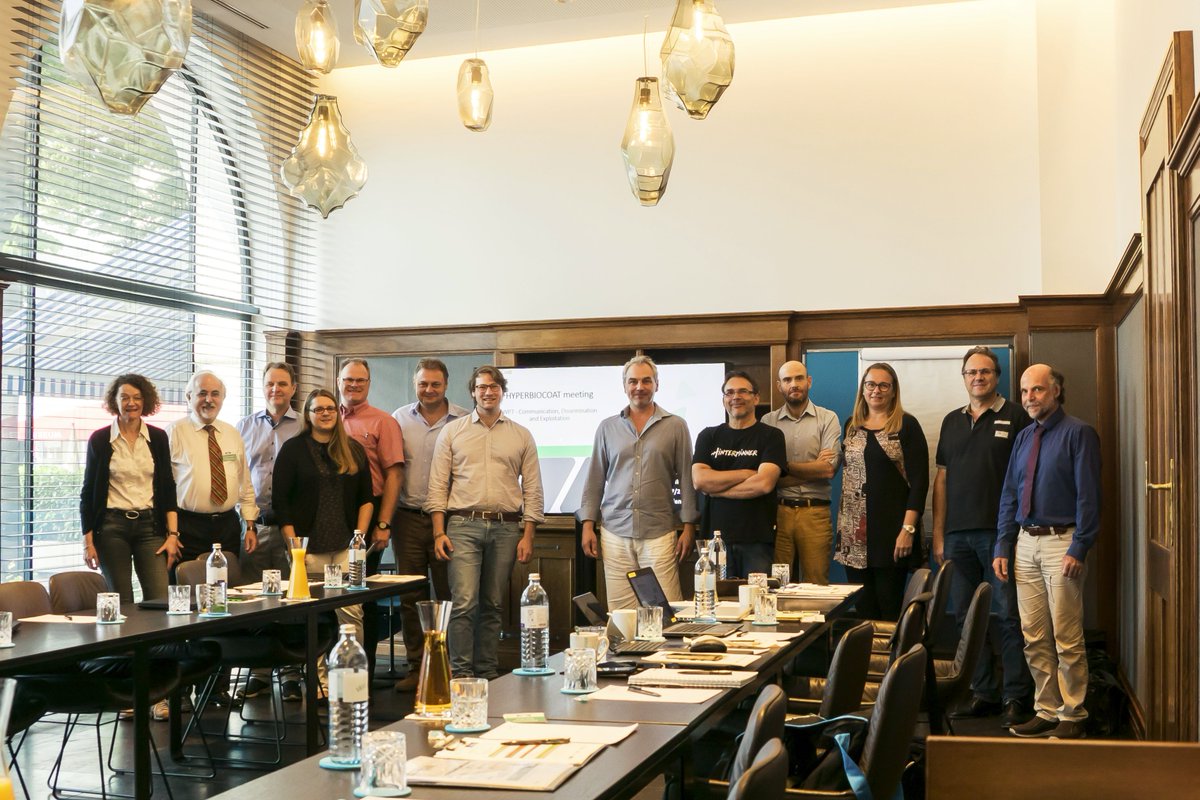 HyperBioCoat's tweet photo. The project gathered all the partners in Vienna for the last meeting in July 18th 2019, hosted by Waxell GmbH. During this 6th General Assembly &amp; E.B.M. of the HyperBioCoat Consortium we analysed how these new developed bio-coatings are improving packaging barrier propierties. https://t.co/3XdeUwrYGM