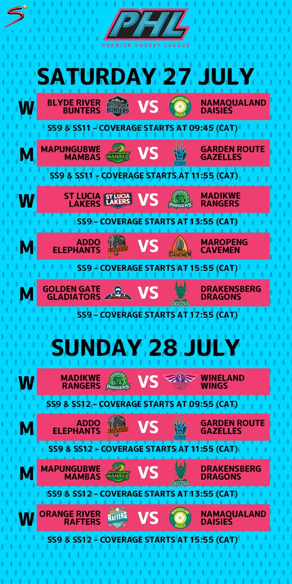 We have a host of Premier Hockey League fixtures this weekend taking place at the Randburg Stadium 🏑
#CTMPHL19