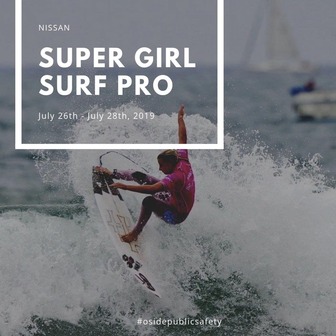 The #supergirlpro will be held over three days at the Oceanside Pier with the world's best female surfers competing! There will also be a free festival village with live entertainment, vendors, activities, contests &amp; concerts! 
supergirlpro.com
\#osidepublicsafety