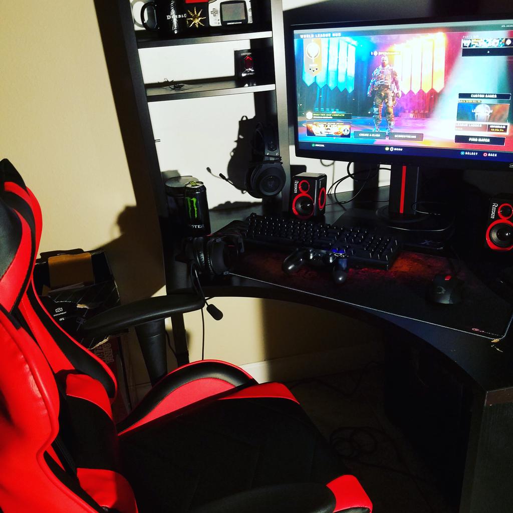 AdicousRpg's tweet photo. Sneak peak of my little set up! Still decorating! #wearesneak #monsterenergydrink #blackout #blackops4 #sniper #twitch #redphasegaming #ps4 #xbox #youtube #streamer #callofduty #modernwarfare #zombies #redbull #devoko #bodybuilder #gfuel #gamerdad #apocolypse #ps4share https://t.co/zTyjyJuhVQ
