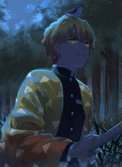 永枕さんがTwitterに投稿した我妻善逸(鬼滅の刃)のイラスト。