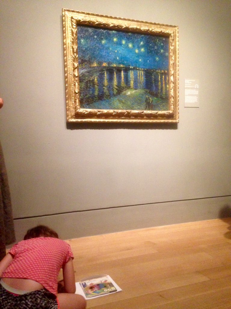 onslies's tweet photo. The best way to view an exhibition, to be honest.
She first drew all the yellow, and I love how she sees things.
#VanGoghAndBritain @Tate https://t.co/Slb3RbhZdD