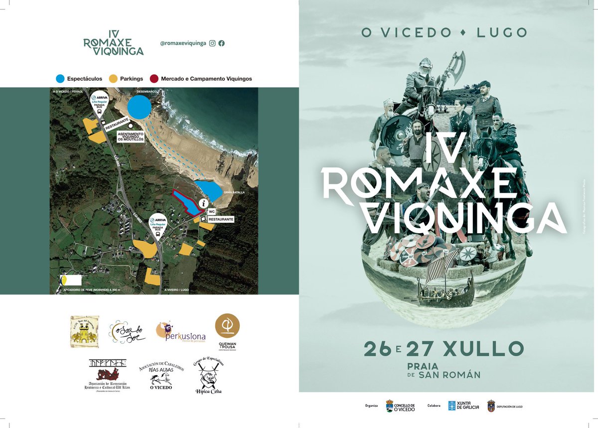 romaxeviquinga's tweet photo. Aquí tes toda a ℹ información que precisas para asistir mañá:

➡ MAPA con todos os servizos 🍽, 🚗🅿, 🚾... etc.
➡ PROGRAMA con todos os horarios e actividades.

Non hai excusa!! Vén e desfruta de todo o que ofrece a ⚔🛡 IV Romaxe Viquinga 🛡⚔

#OVicedo #Romaxe #Viquingos https://t.co/DEO7c2d1cx