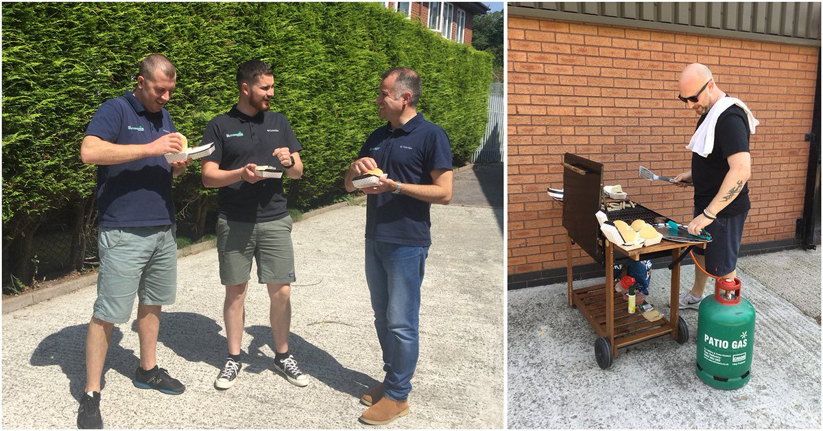 The_Outdoors_Co's tweet photo. On the HOTTEST July day since records began, weβve been enjoying the #sunshine here at TOC HQ with a delicious BBQ! BIG thanks to Andy from the warehouse for enduring the 31-degree heat to cook up a storm! #Summer2019 #BBQatwork #funatwork #hottestdayoftheyear https://t.co/rdhBDKV2p4
