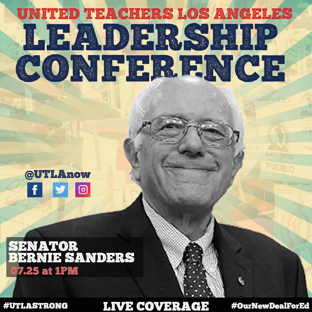 UTLAnow's tweet photo. Join us LIVE today at 1pm from our conference where Senator @BernieSanders will be speaking about our New Deal For Public Schools. #UTLAStrong #OurNewDealForEd https://t.co/qpmF5u41Zc